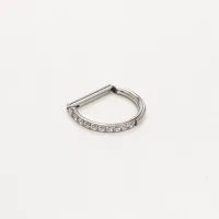 Argola D em Titânio CRAVEJADA ZIRCONIA Clicker 1.2mm TIT01 - Foto 4