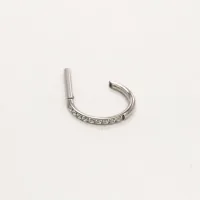 Argola D em Titânio CRAVEJADA ZIRCONIA Clicker 1.2mm TIT01 - Foto 3