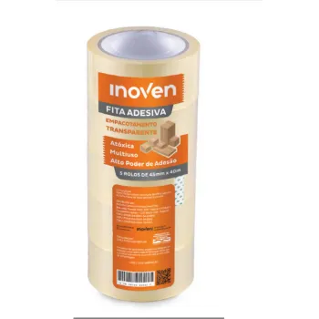 Fita Adesiva Transparente 45mm x 40m – Kit com 5 Rolos | Embalagem, Mudança e Escritório - Foto 2