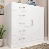 Cômoda 5 Gavetas 1 Porta Miami 90 cm
