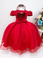 Vestido Festa Renda Vermelho + Tiara Strass - Foto 3