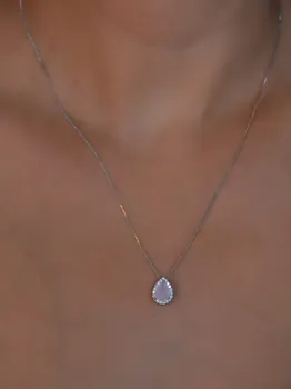 Colar coleção gota delicado pedra central cristal ao redor micro zircônias transparente 45 cm mais fecho extensor antialérgico semijoia de luxo. - Foto 2