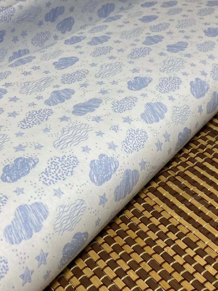  TECIDO TRICOLINE  nuvem azulbb Imagem