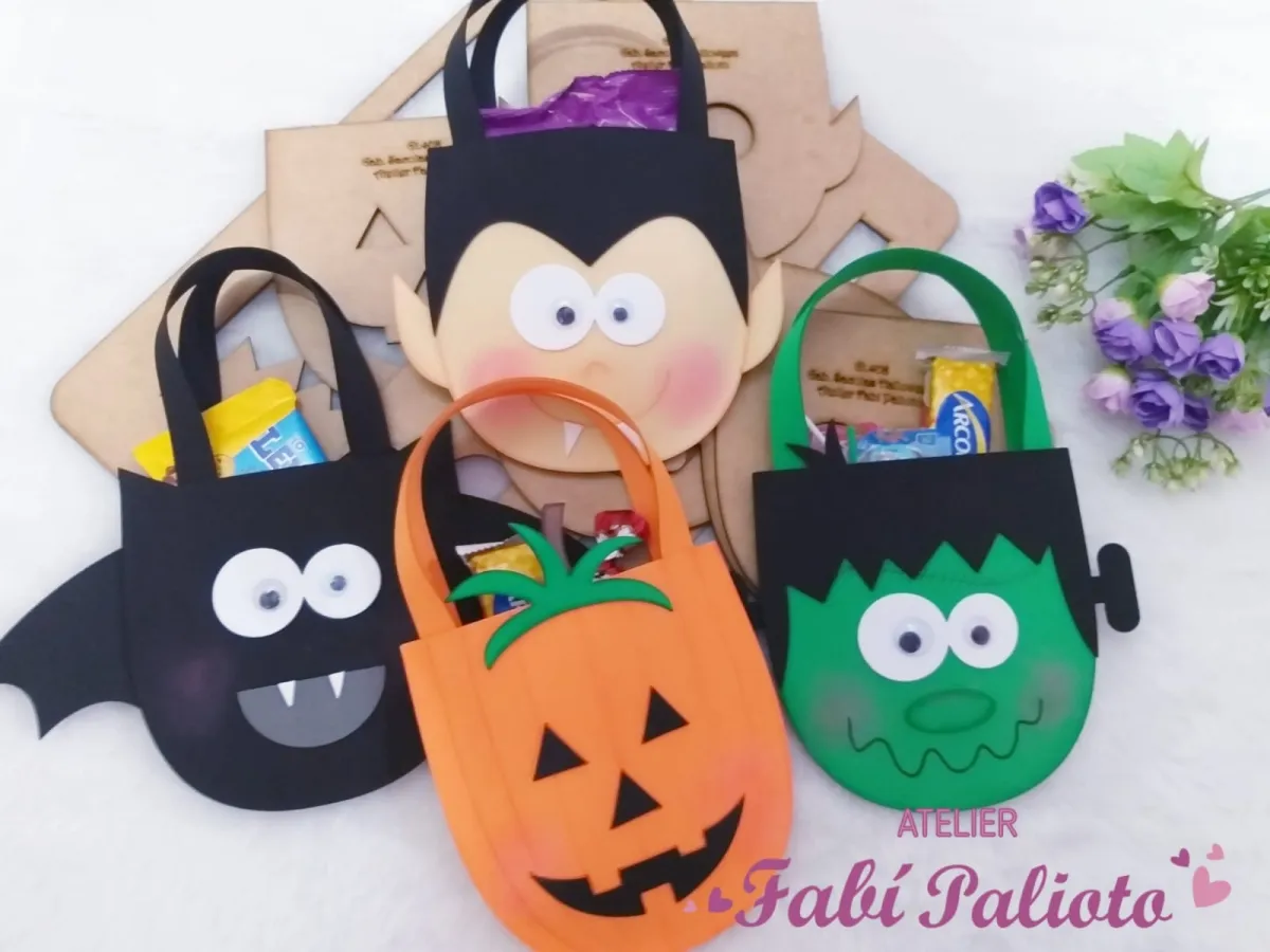 G1.408  Gabarito de Moldes em MDF  Sacolas Halloween Imagem