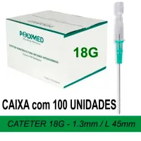 Cateter POLYMED 18G - CAIXA com 100 Unidades
