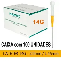 Cateter POLYMED 14G - CAIXA com 100 Unidades