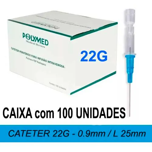 Cateter POLYMED 22G - CAIXA com 100 Unidades Imagem