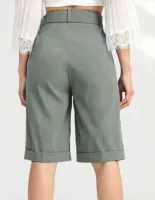 SHEIN Mulvari Sólido Bainha Enrolada Shorts De Cintura - Foto 2