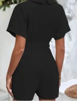 SHEIN Frenchy Macacão pescoço de lapela bolso inclinado com cinto - Foto 3