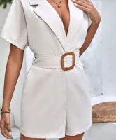 SHEIN Frenchy Macacão pescoço de lapela bolso inclinado com cinto - Foto 8