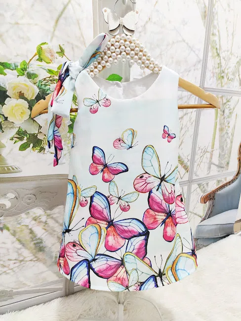 Vestido Trapézio Regata Borboletas Colors PrintIX