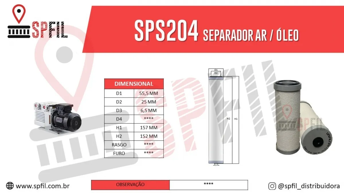Filtro Separador Bomba De Vácuo	SPS204
