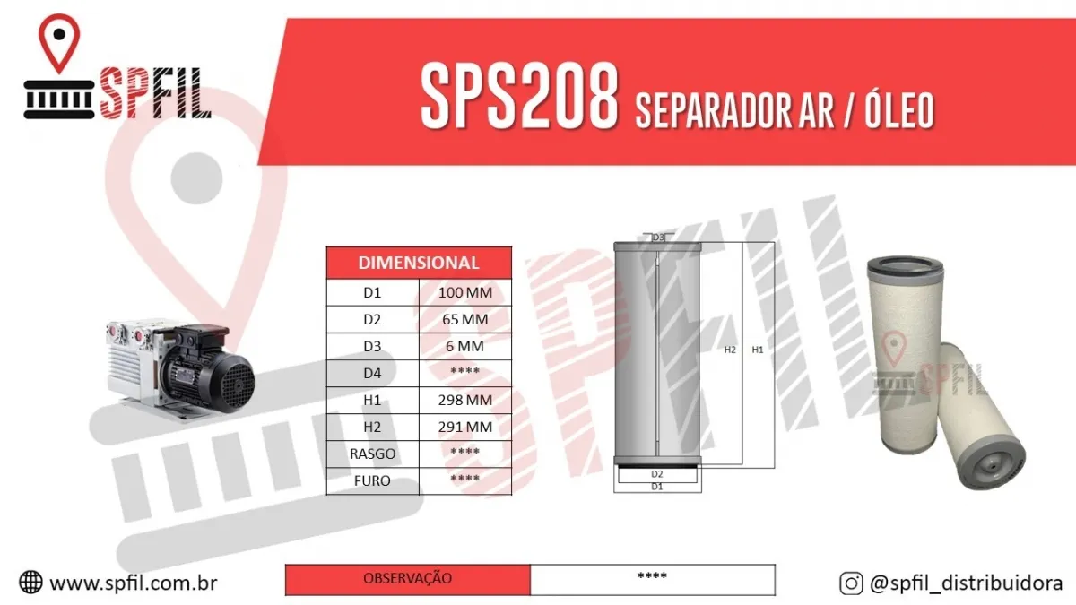 Filtro Separador Bomba De Vácuo	SPS208