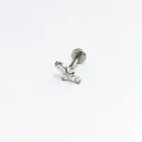 Labret em Titânio 1.2mm - Ornamental FLOR com Pedras - TIT03 - Foto 4
