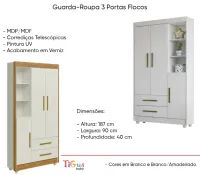 Guarda-Roupa 3 Portas Flocos  100% MDF 90 cm - Foto 6