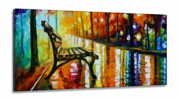 Quadro Abstrato Banco Praça Artístico Para Corredor Apê em Tecido Canvas
