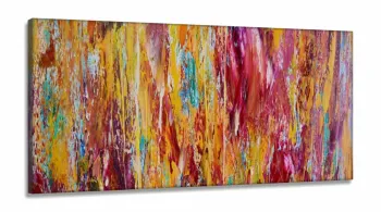 Quadro Abstrato Colorido Artístico Escritório em Tecido Canvas