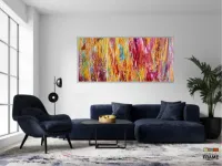 Quadro Abstrato Colorido Artístico Escritório em Tecido Canvas - Foto 5