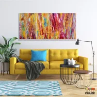 Quadro Abstrato Colorido Artístico Escritório em Tecido Canvas - Foto 7