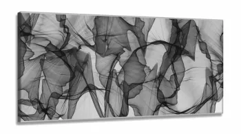 Quadro Abstrato Design Moderno Preto E Branco Verticalem Tecido Canvas
