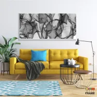 Quadro Abstrato Design Moderno Preto E Branco Verticalem Tecido Canvas - Foto 7