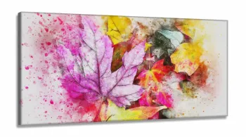 Quadro Abstrato Folhas da Natureza Artístico Jogo em Tecido Canvas