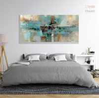 Quadro Abstrato Moderno 120x60 Sala Escritório Tons Turquesa em Tecido Canvas - Foto 6