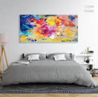 Quadro Abstrato Moderno Colorido sala quarto em Tecido Canvas - Foto 6