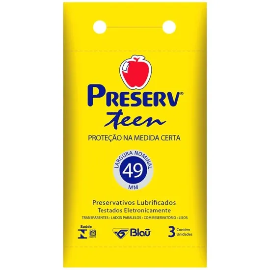 Preservativo PRESERV TEEN 49mm com 3un - TEEN3