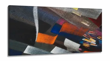Quadro Abstrato Moderno Preto Mosaico Para Sala Escritório em Tecido Canvas