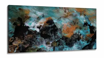 Quadro Decorativo  Abstrato Azul Preto em Tecido Canvas