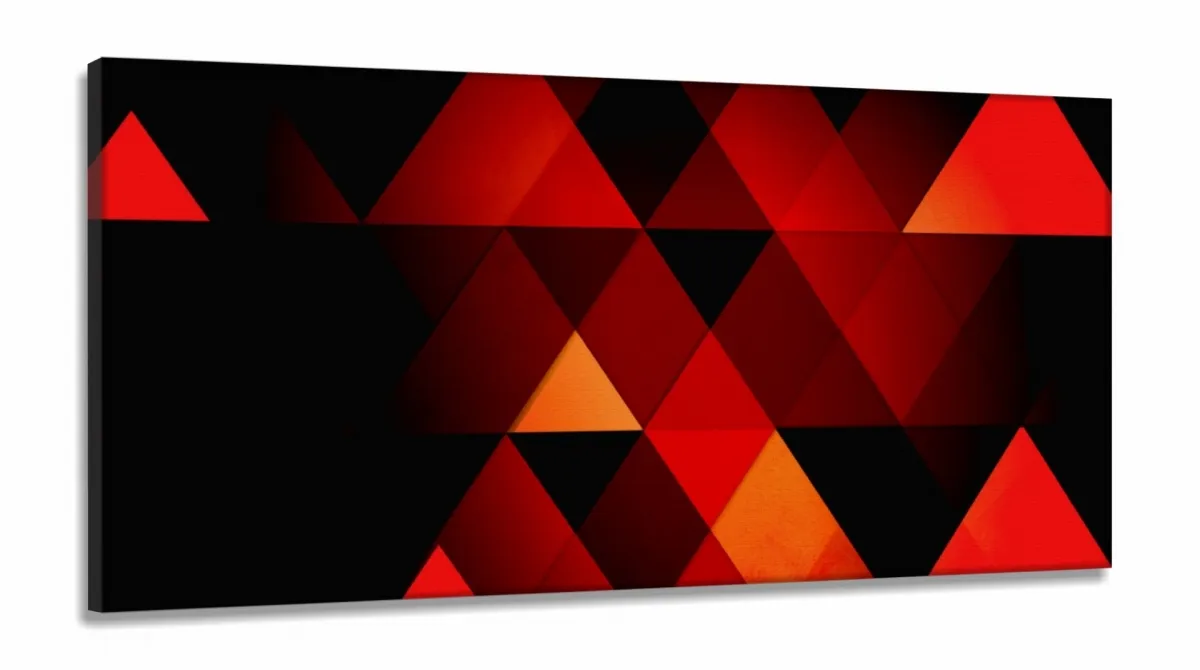 Quadro Decorativo  Sala Abstrato Geométrico Vermelho em Tecido Canvas Imagem