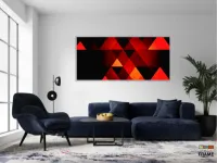 Quadro Decorativo  Sala Abstrato Geométrico Vermelho em Tecido Canvas - Foto 5