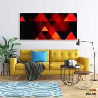 Quadro Decorativo  Sala Abstrato Geométrico Vermelho em Tecido Canvas - Foto 7