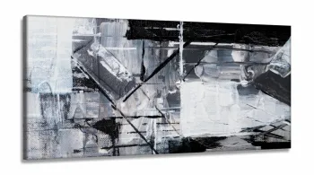 Quadro Decorativo Abstrato 130x60 3 peças sala quarto em Tecido Canvas