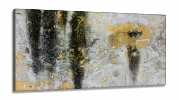 Quadro Decorativo Abstrato Amarelo Cinza 130x60 em Tecido Canvas