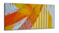 Quadro Decorativo Abstrato Amarelo Laranja em Tecido Canvas 130x60 cm