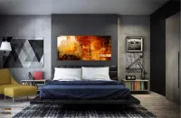 Quadro Decorativo Abstrato Avermelhado em Tecido Canvas 130x60 cm - Foto 4