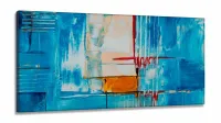 Quadro Decorativo Abstrato Azul em Tecido Canvas 130x60 cm