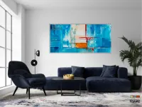 Quadro Decorativo Abstrato Azul em Tecido Canvas 130x60 cm - Foto 5