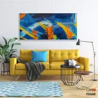 Quadro Decorativo Abstrato Azul Luxo em Tecido Canvas 130x60 cm - Foto 6