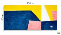 Quadro Decorativo Abstrato Azul Sala Quarto em Tecido Canvas 130x60 cm - Foto 3