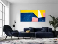 Quadro Decorativo Abstrato Azul Sala Quarto em Tecido Canvas 130x60 cm - Foto 5