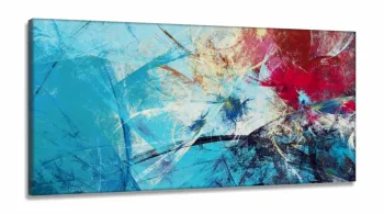 Quadro Decorativo Abstrato Azul Vermelho130x60 em Tecido Canvas
