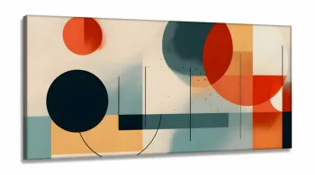 Quadro Decorativo Abstrato Circulos em Tecido Canvas 130x60 cm