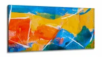 Quadro Decorativo Abstrato Color Azul em Tecido Canvas 130x60 cm