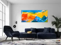 Quadro Decorativo Abstrato Color Azul em Tecido Canvas 130x60 cm - Foto 5