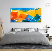 Quadro Decorativo Abstrato Color Azul em Tecido Canvas 130x60 cm - Foto 6