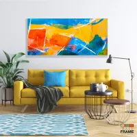 Quadro Decorativo Abstrato Color Azul em Tecido Canvas 130x60 cm - Foto 7