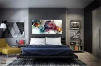 Quadro Decorativo Abstrato Color Full 130x60 em Tecido Canvas - Foto 4
